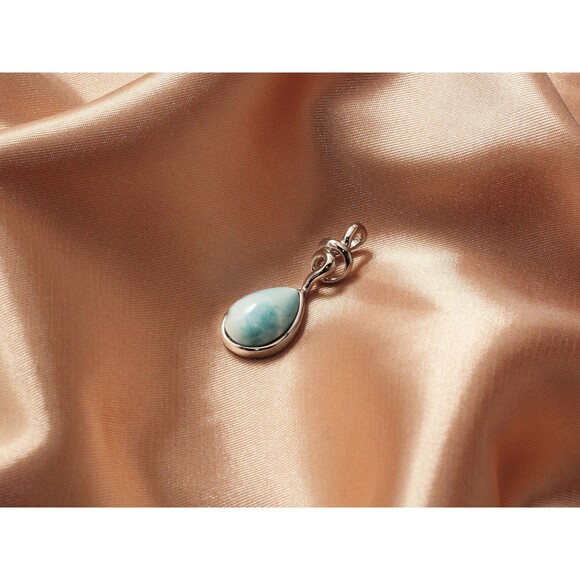 LARIMAR NECKLACE CURVED Necklace Pendant, Chain Necklace with Natural Gemstone - Picture 2 of 10